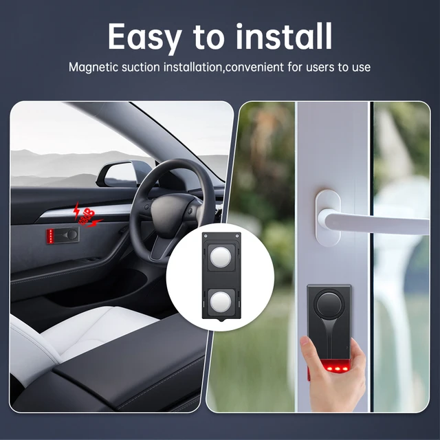 Wsdcam Car Alarm Remote Control Auto Vibration Alarm Anti Theft Security System Door Window Alarm Light and Sound Burglar Alarm 2