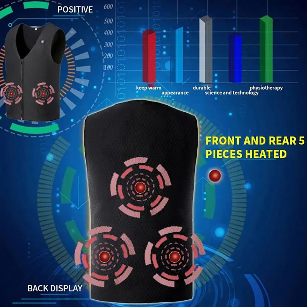 Description Picture 5 of itemElectric Heated Jacket Men Women Sportswear Heated Coat Winter Skiing Electric Heated Vest USB Heating Jacket For Camping Hiking