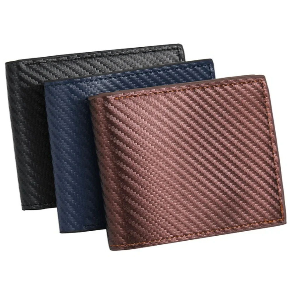 2026 Men's Carbon Fiber Short Wallet with Integrated Zipper Coin Pocket, Multifunctional Card Bag & Credit Card Holder Design