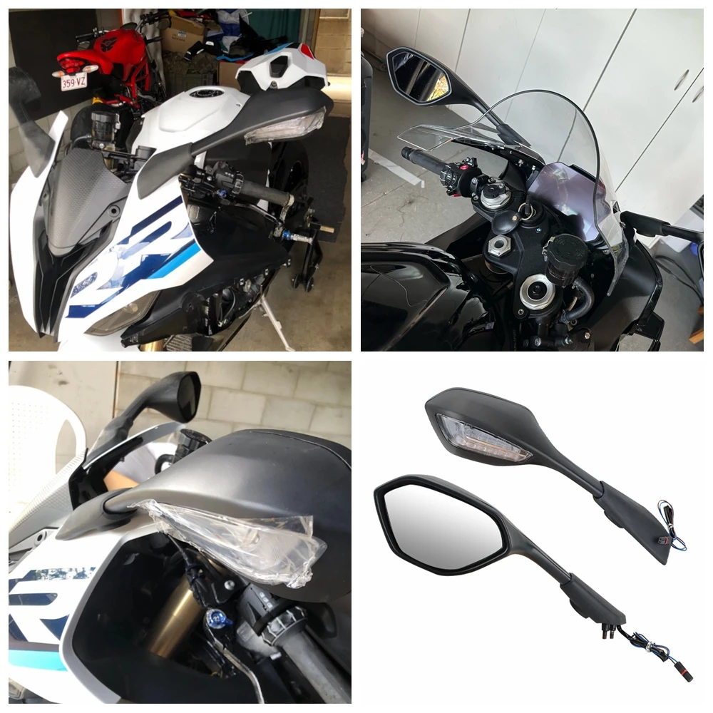 Side Rear View Mirrors For BMW S1000RR M1000RR 2019-2024 Motorcycle Rearview Mirrors With LED Turn Signal Light K67 K66 2023 2