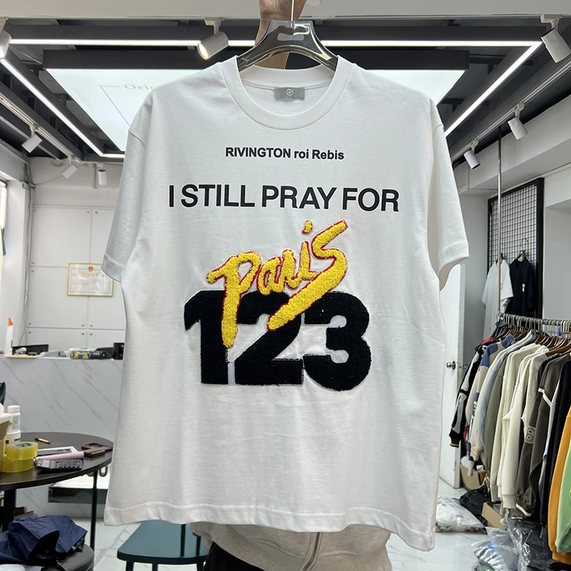 

Новинка 23SS, футболка большого размера с вышивкой Rrr123, мужская и женская Винтажная футболка, топы, футболка, одежда в стиле хиппи