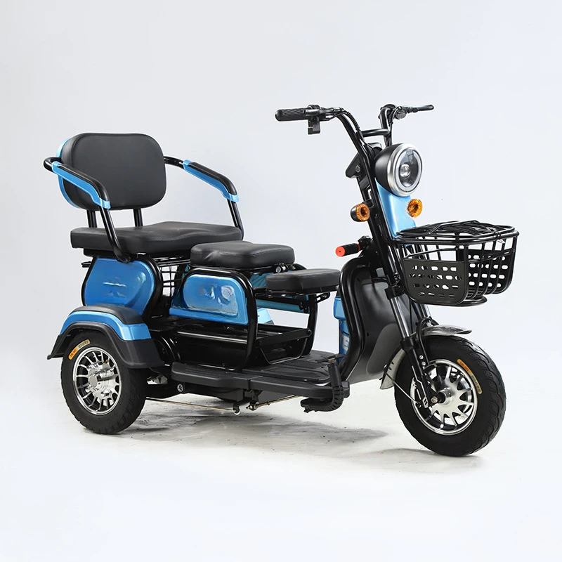 front cargo child seat seater box pedal assist rear drive motor wheel family outgoing 3 wheel electric bike 2 seat three wheel motor tricycle adult electric bicycle electric tricycles with child seat