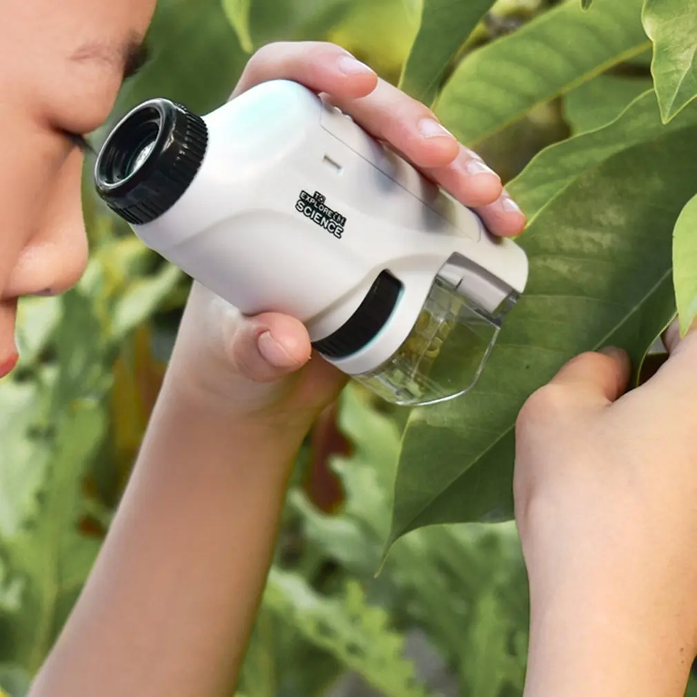 

Hot Kids Science Microscope Toy 60X-120X Pocket Handheld Microscope Home School Biological Science Educational Toys For Children