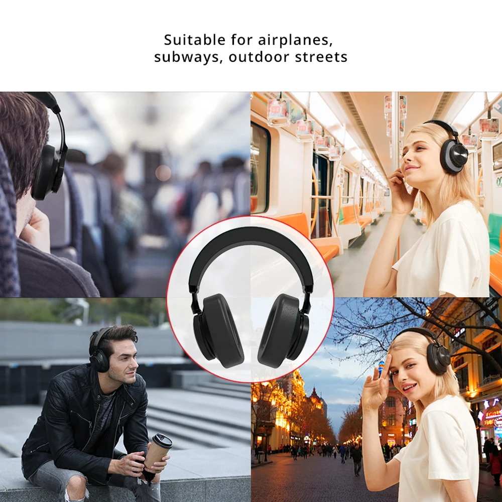 Bluedio T6 Bluetooth Headphones ANC Noise Cancelling 57mm Driver Hi-Fi Stereo Wireless Bluetooth-Compatible Headsets with Mic