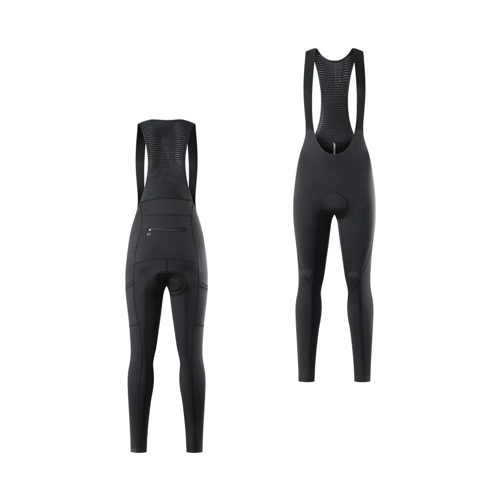 WOSAWE 겨울 여성용 사이클링 빕 팬츠 로드 바이크 플리스 안감 방한 빕 팬츠 고탄력 타이트 사이클링 팬츠