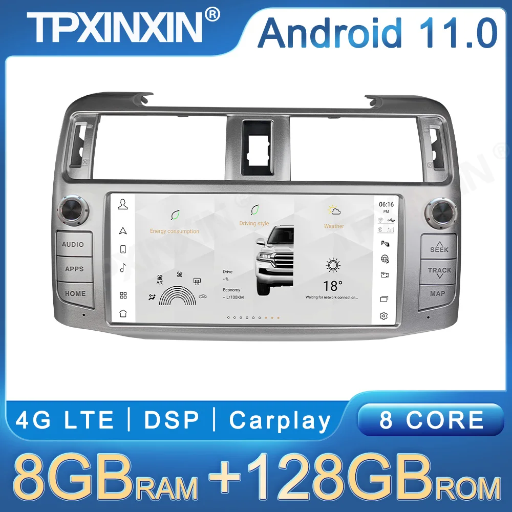 

Carplay Android 11 автомобильный радиоприемник для Toyota 4 runner 2010-2022 мультимедийный плеер GPS-навигация автомобильный стерео аудио приемник головное устройство