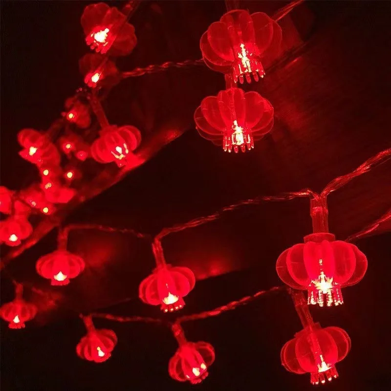 

3M 20 LED Happy New Year Red Chinese Lantern String 4 Modes waterproof Garland Chinese New Year Wedding Decoration Festival Outd