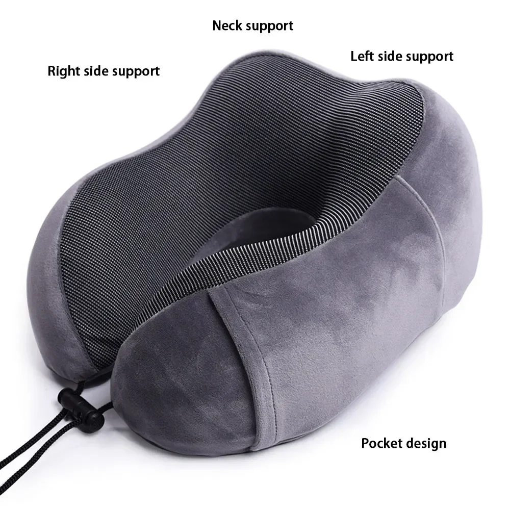 Memory Foam U-shaped Pillow Neck Support Travel Portable Student Sleeping Aid Airplane Pillow Neckrest U-pillow neck pillow