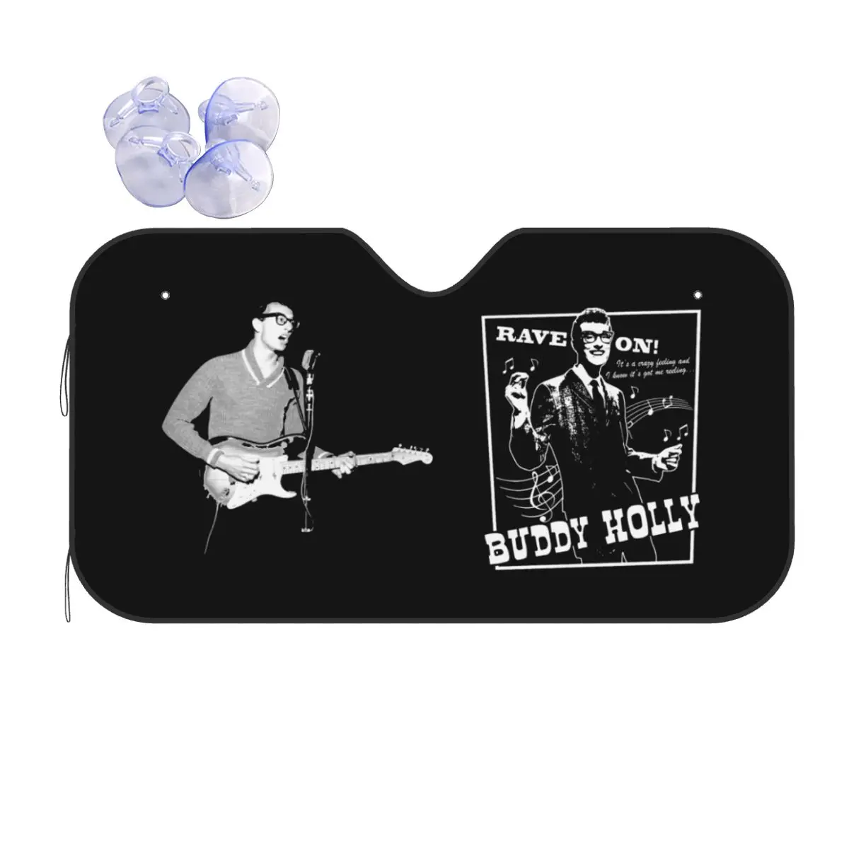 

Buddy Holly Rock Music Sunshade Windscreen Rap Novelty Car Front Window Visor 76x140cm Sun Visor UV Protector