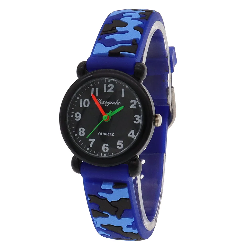2024 New Style Fashion Children Child Boys Girls Silicone Camouflage Digital Quartz Wristwatch Students Learn Time Watch 6