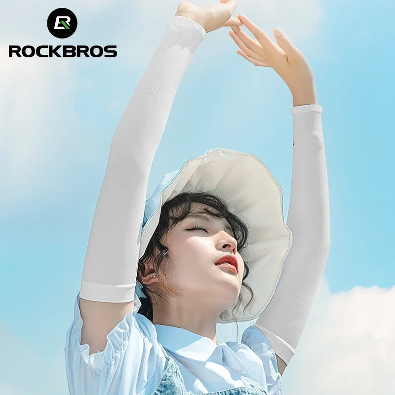 Sun Protection Arm Sleeves Arm Sleeves Cooling Arm Sleeves ROCKBROS Ice Fabric Arm Sleeve Running Arm Warmers UV Protect Basketball Sleeve Camping Cycling Cuff Summer Sports Safety Gear