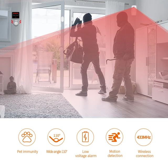 Staniot PIR Motion Sensor Smart Home Human Infrared Detector Compatible 433Mhz Wireless Security Alarm System Work with Alexa 4
