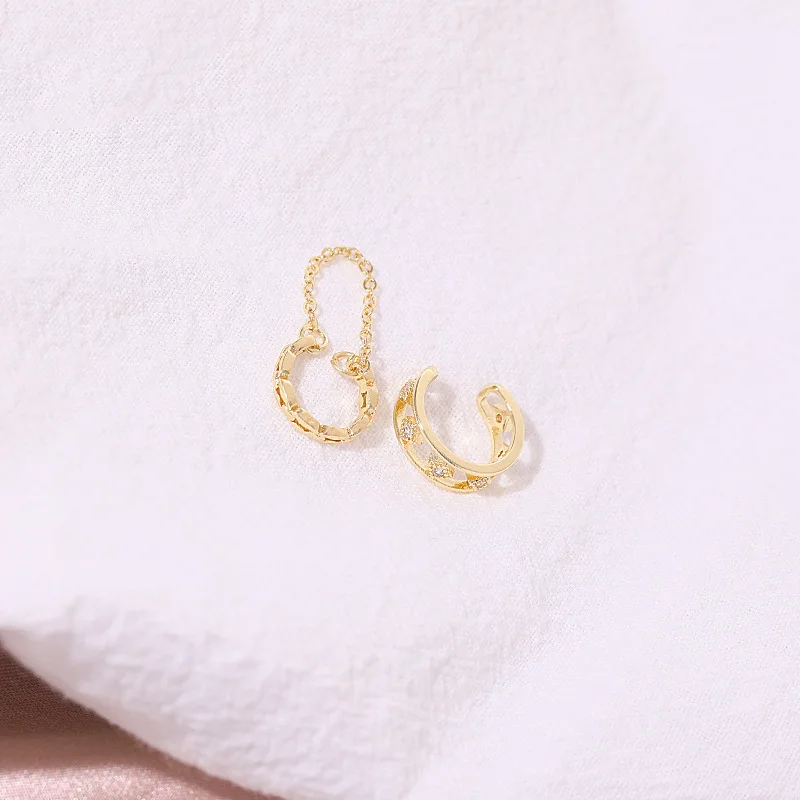 Ear clip earrings Clip earrings Ear clip Ear accessories Rock Vintage Zircon Star Chain Tassel Clip Earrings For Women Unisex Minimalist Fake Piercing Earbone Ear Cuff Jewelry Gifts