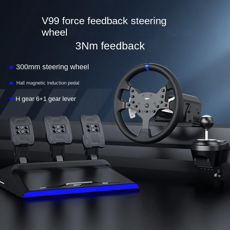 

V99 Force Feedback Racing Game Aiming Wheel 900 Degree Car Simulator Driving PS4 Learning Car