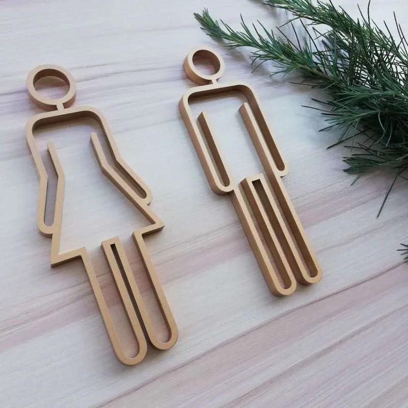 Acrylic Toilet Symbol Door Sign Adhesive Backed Bathroom Hotel Office Home Restaurant