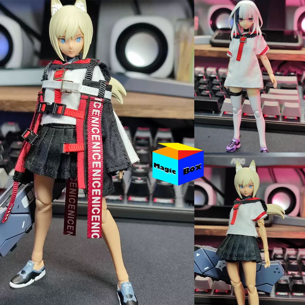 

1/12 Female Soldier Anime Cute Mobile Doll Sailor Dress Coat Set Top Coat Pleated Skirt Leg Loop For 6inch Action Figures Body