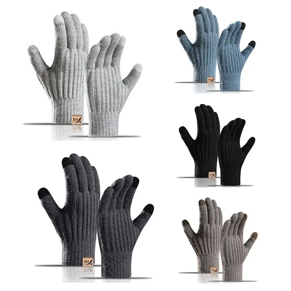 

Knitted Knitted Winter Gloves Winter Warm Mobile Phone Touch Full Finger Gloves Thick Skin-friendly Winter Glove Men Women