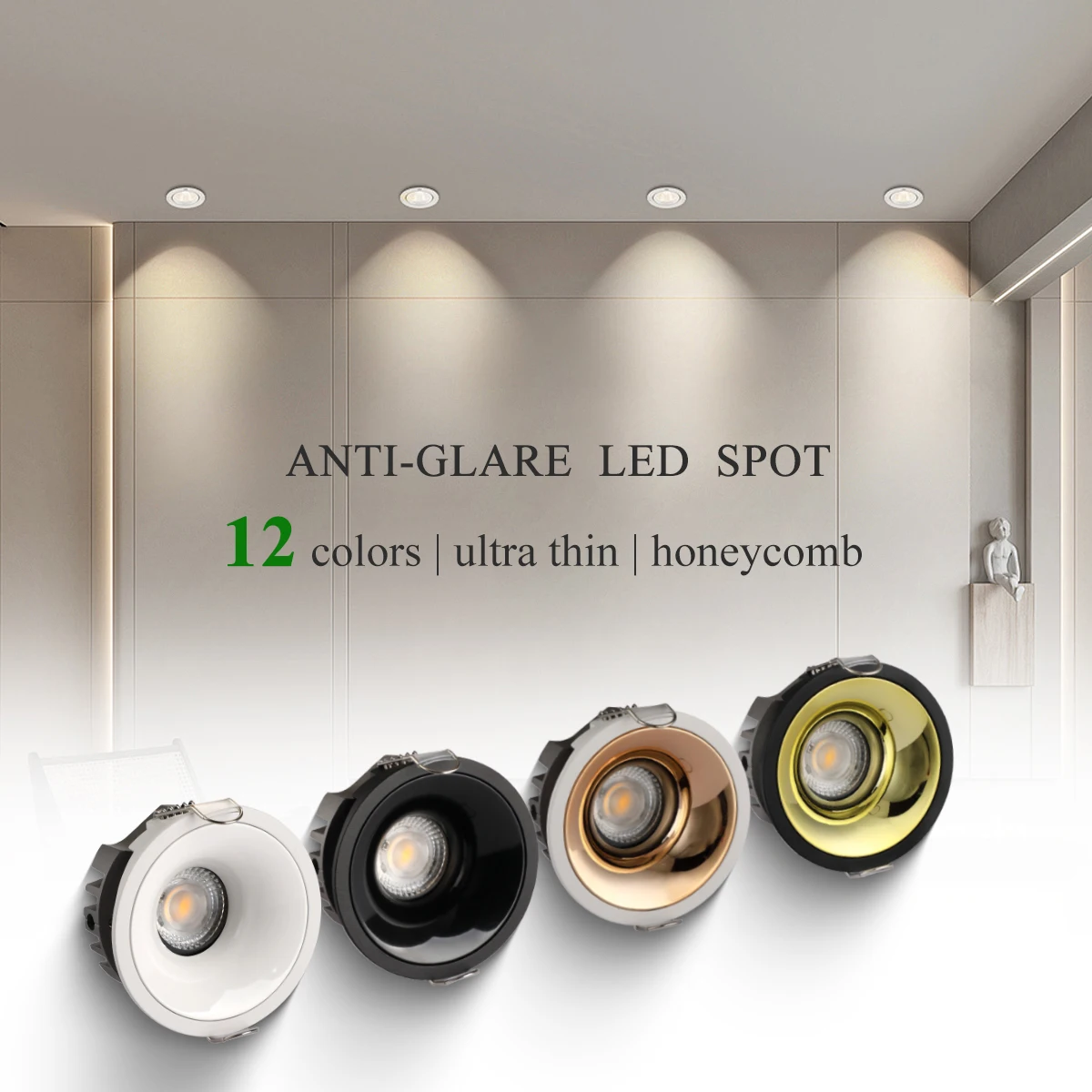 Anti Glare Recessed LED Downlight 7W 9W 12W 15W White Round Dimmable Ceiling Light Bedroom Kitchen Spotlight