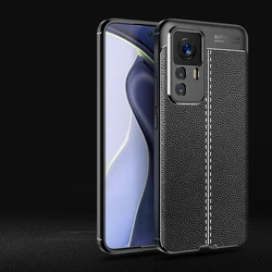 Luxury Rubber Leather Silicone Phone Case Cover - Mi 12S Pro (Black)