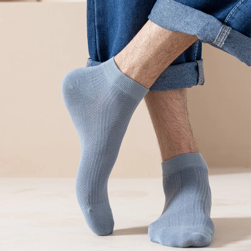 6 Paar Herren-Socken aus gekämmter Baumwolle, kurz, atmungsaktiv, geruchsdicht und antibakteriell, Business, Frühling und Sommer, für Herrensocken, hohe Qualität – Detail 15