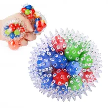 

Rainbow Pressure Ball TPR Fidget Toy Built-In DNA Colored Deads To Relieve Pressure Spiked Stretch Ball