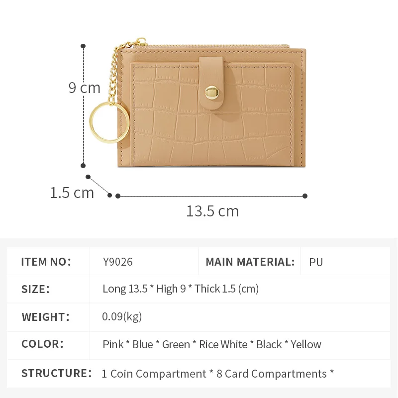New Mini Student Female Coin Keychain Coin Purse Multi Card Slot Creative Zipper Card Holder