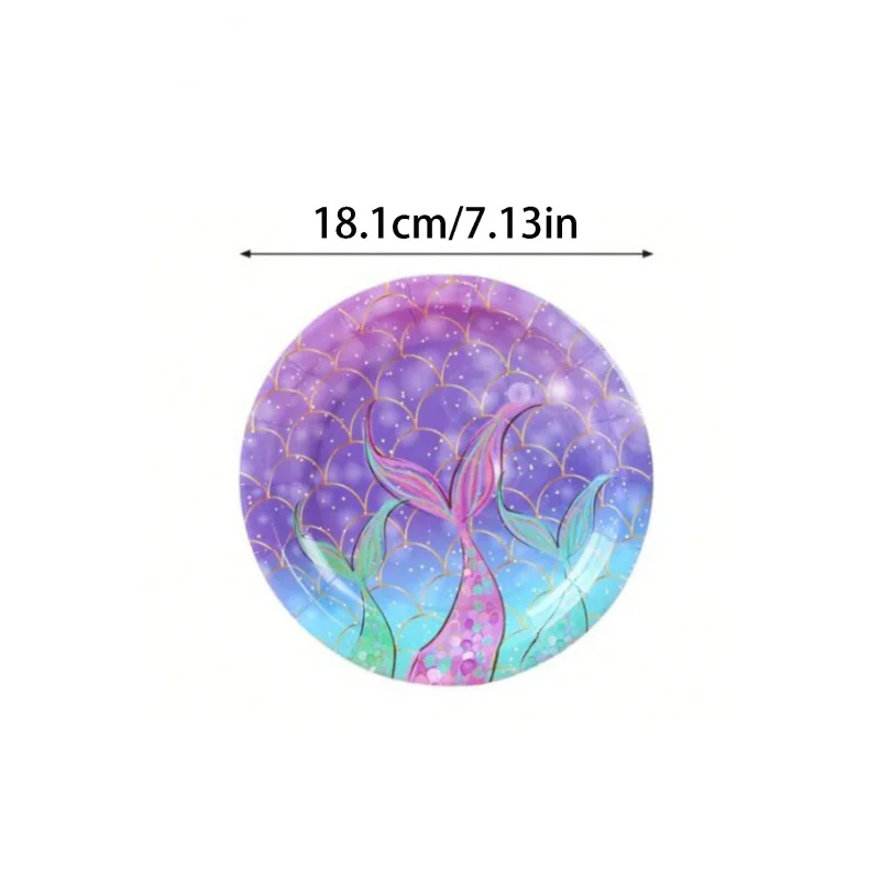 3pcs，Mermaid series dinner plate shell paper plate entertainment party birthday party theme tableware