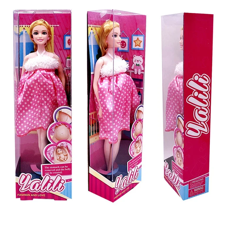 Handmade 11.5 Inches Pregnant Mom with One Baby in Her Belly Doll Girl's Toy Doll with Dress for Girl Color Box 5 Choices - Bilde 2