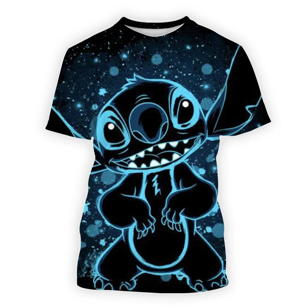 

2024 Summer Disney Anime Lilo Stitch 3d Print T-Shirt Kid Tops Tee T-shirt Boys Girls Unisex Summer Short Sleeve Tshirts