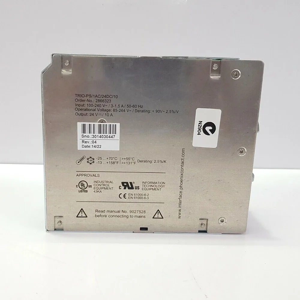 Phoenix Contact 2866323 POWER SUPPLY; DIN RAIL; SWITCHED-MODE; INPUT 100-240 VAC; OUTPUT 24 VDC; 10 A