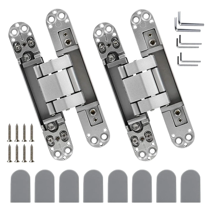 

6Inch Door Hinges Zinc Alloy Invisible Hinge, 3-Way Adjustable Butt Hinges Concealed Hinges Allows 180 Degree Swing