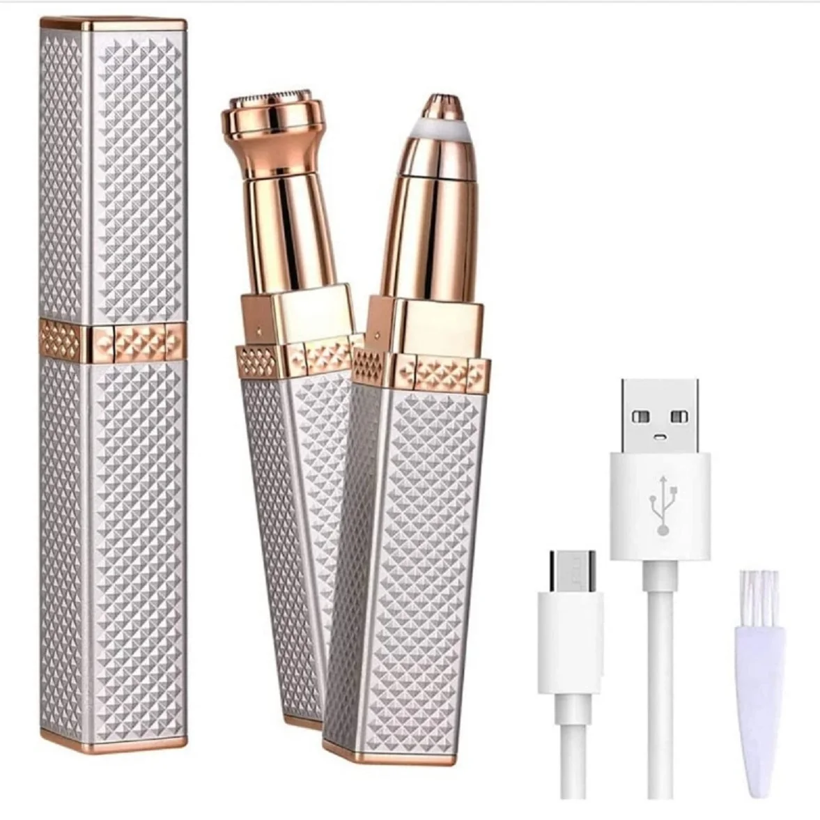 1 rechargeable 2-in-2 eyebrow shaver and hair shaver with LED light-painlessly remove peach fluff, facial hair, eyebrows and lip