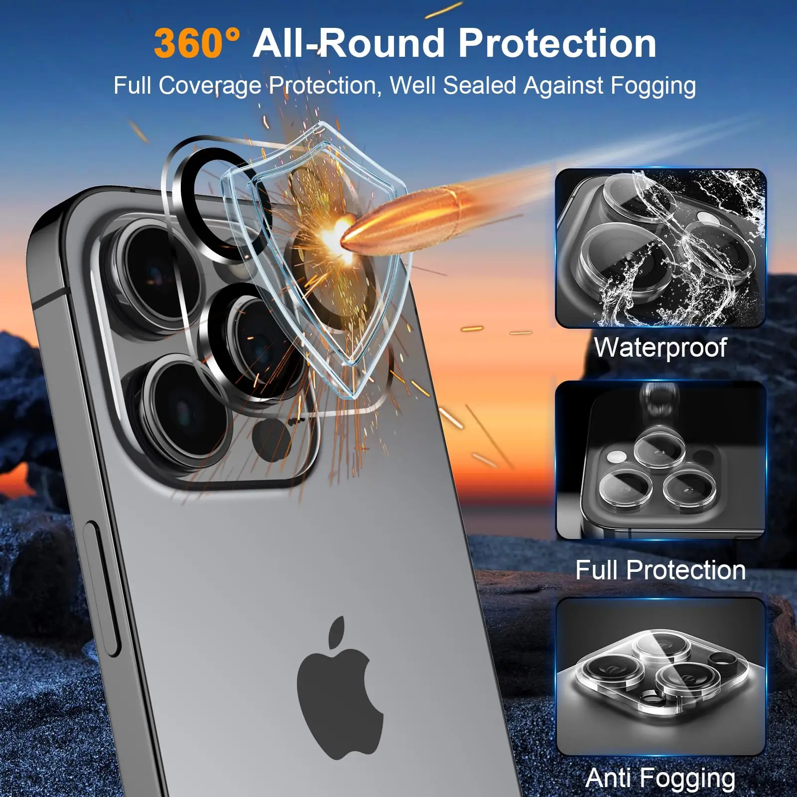 Premium 6-in-1 Tempered Glass Screen & Camera Lens Protector with Full Cover Edge