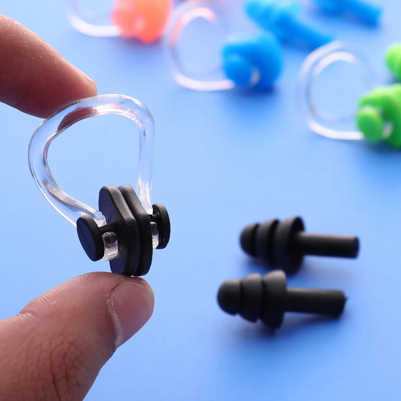 Waterproof Soft Silicone Swimming Nose Clip Ear Plugs Set Earplugs Pool Accessories Surfing Diving Water Sports Swim Supplies 3