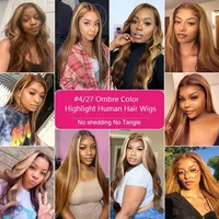 13x4 Hd mettre en évidence perruques couleur dentelle avant perruques de cheveux humains pour les femmes miel blond droite Hd dentelle frontale perruques cheveux humains 5