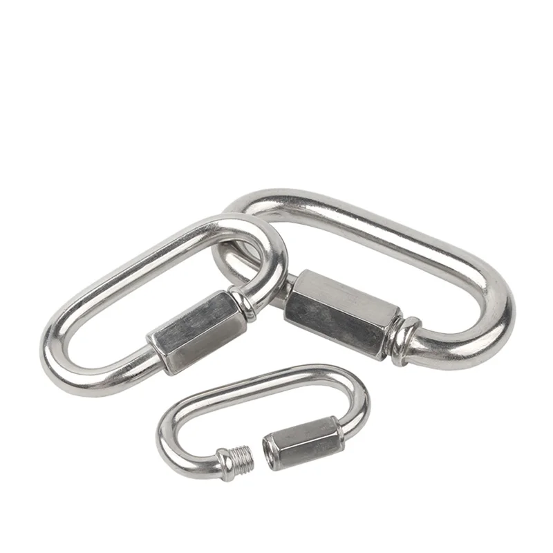 1PCS Connector 304 Stainless Steel Quick Ring Connection Ring Runway Buckle Rock Climbing Carabiner Chain Buckle M3.5 M4 M5-M14