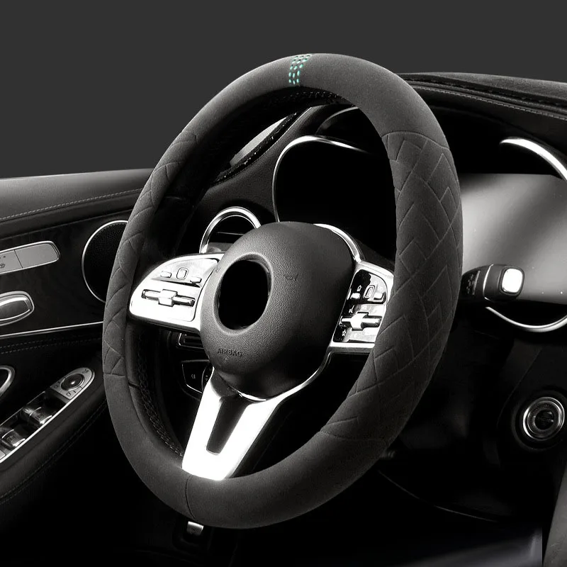 Suede Steering Wheel Cover Ultrathin Nonslip Dshaped Round