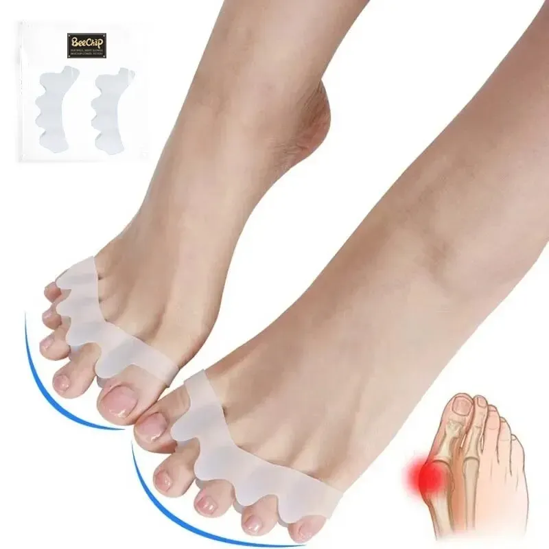 Toe Separators Toe Spreader Toe Corrector Finger Toe Separator Toe Protectors 2 Pairs Flexible Foot Orthotic Compact Exquisite Appearance Relief Curved Toes Overlapping Bunions Foot Care Tool