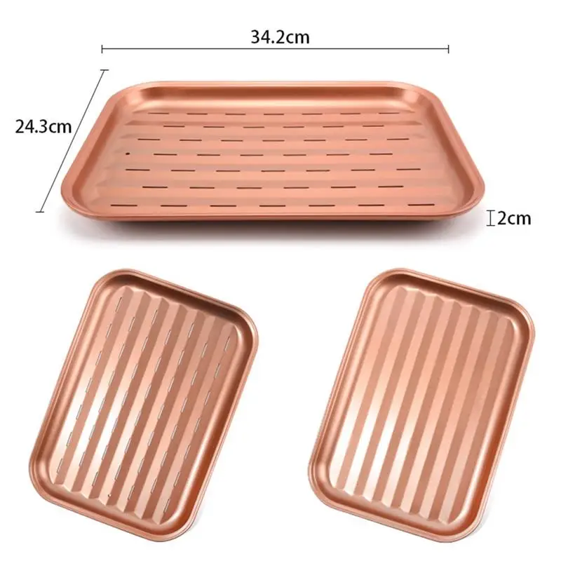 Barbecue Rectangle Pizza Pan Hole Design Sturdy Carbon Steel Baking Tray Non-stick Baking Dish Grill Kitchen Tool BBQ Tray