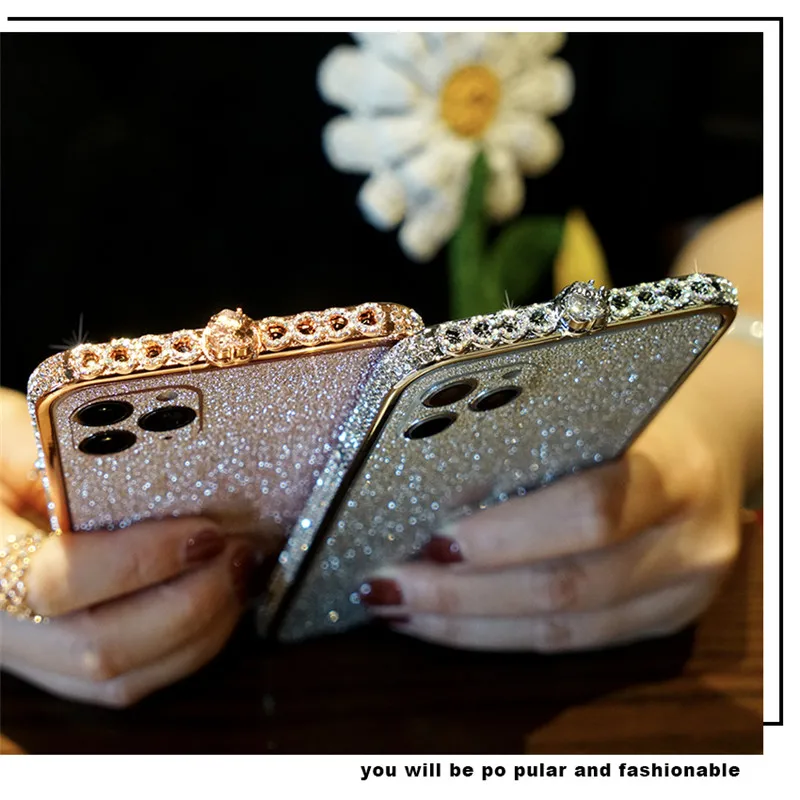 

Блестящие алмазные чехлы-бамперы для телефона Iphone 14 13 12 11 Pro Xs Max X Xr 8 7 Plus Se 2020, чехол со стразами и металлической рамкой
