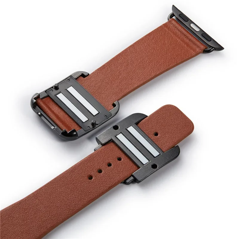Leather Strap For Apple watch band 49mm 45mm 44mm 41mm 40mm 38mm 42mm Modern Style Magnetic Bracelet iWatch Ultra 8 7 6 5 4 3 SE