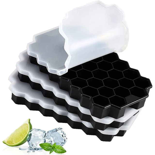 Ice Cube Tray With Lid Silicone Bottom Design Small Ice Cube Trays For  Freezer Stackable No Spill Reusable Covered Ice Cube Mold - AliExpress