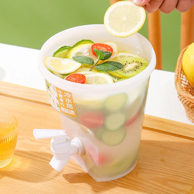 3.9L Cold Kettle with Spigot Large Capacity Summer Drinking Kettle Fridge  Juice Container Cold Lemonade Bucket Kitchen Gadget - AliExpress