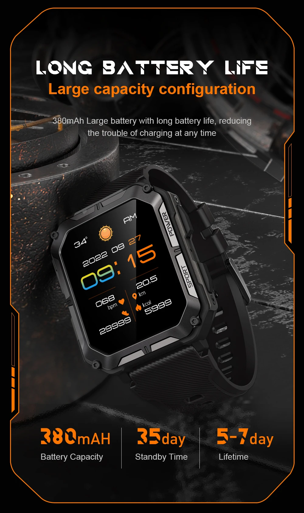 Cubot-smartver Esporte Impermeável para Homens C20 Pro 1.83 Ip68 Frequência Cardíaca Rastreador de Fitness Monitor de Saúde 24h Chamada Telefônica - Image 4