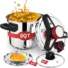 Stainless Steel Pressure Cooker 8 QT: [Explosion-Proof] [3 PSI Settings], One-Hand Locking, Induction Compatible, Glass Lid & St 1