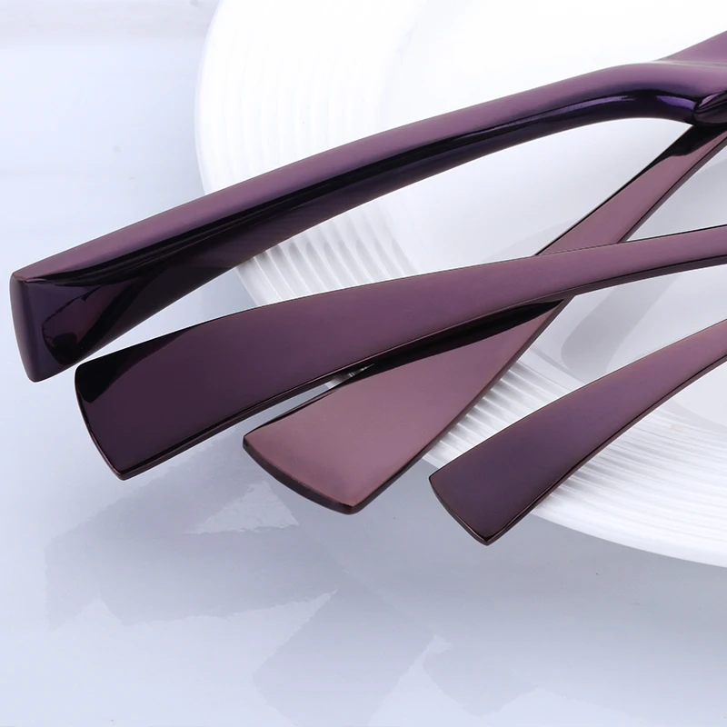 Cutlery set western style cutlery set stainless steel cutlery set 4Pcs purple cutlery set stainless steel blue dinnerware set knife fork table fork black tableware