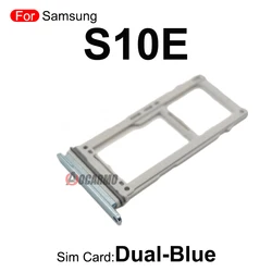 Black Blue Silver SIM & MicroSD Card Tray Replacement Part (S10E - Dual - Blue)