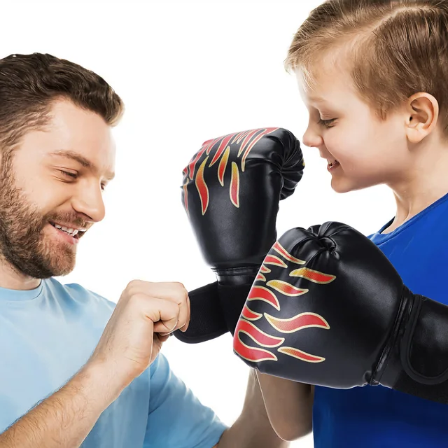 1 Pair Punching Training Workout Fight Exercise Mitts Kids Leather Boxing Gloves Kids Children Train Gym Glove Hand Protector 4