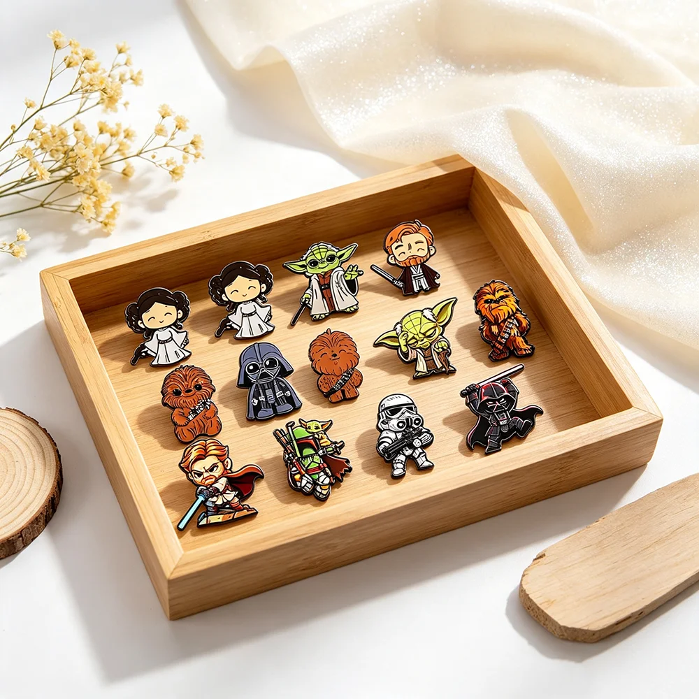 Cute Cartoon Sci-Fi Enamel Pin Set - Collectible Metal Brooches for Backpacks (6 or 12 Pieces)