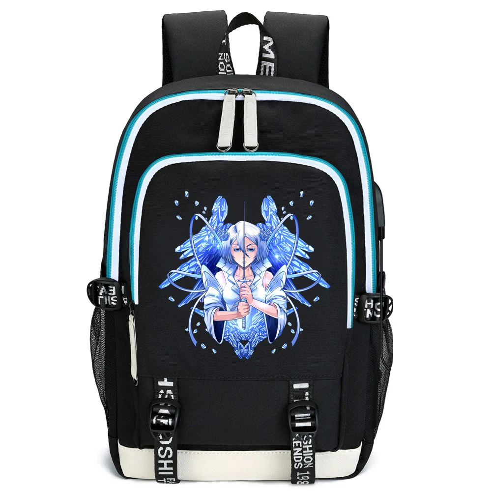 

Bleach Rukia Kuchiki Backpacks Anime School Bag Travel Outdoor Sport School Bag Usb Charging Gifts